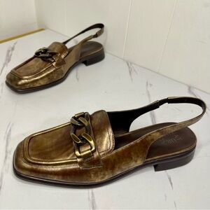 Naturalizer FRANCES SLINGBACK Brown Metallic LOAFER Women’s Size 8, Chain Detail